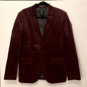 H&M skinny fit burgundy velvet blazer 40R